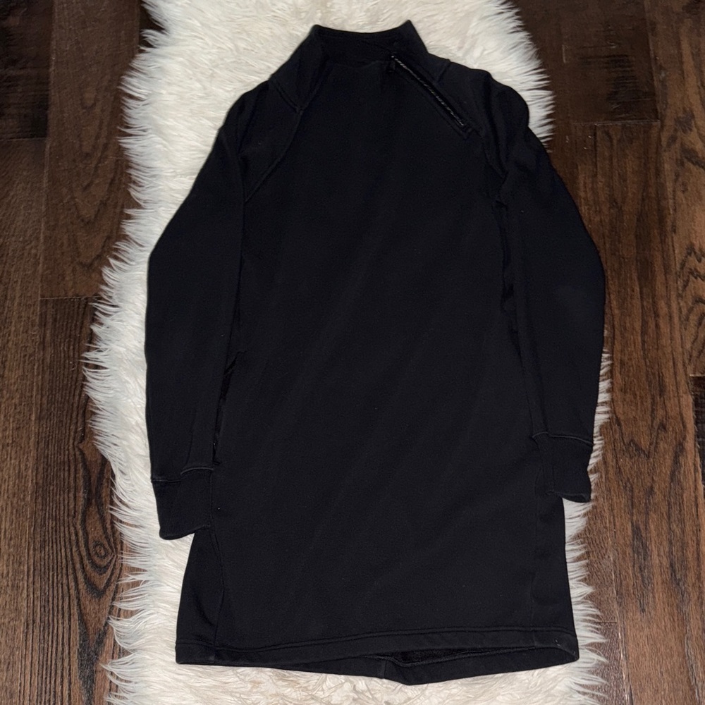 Stylish Athleta Black 1/4 Zip Cozy Dress